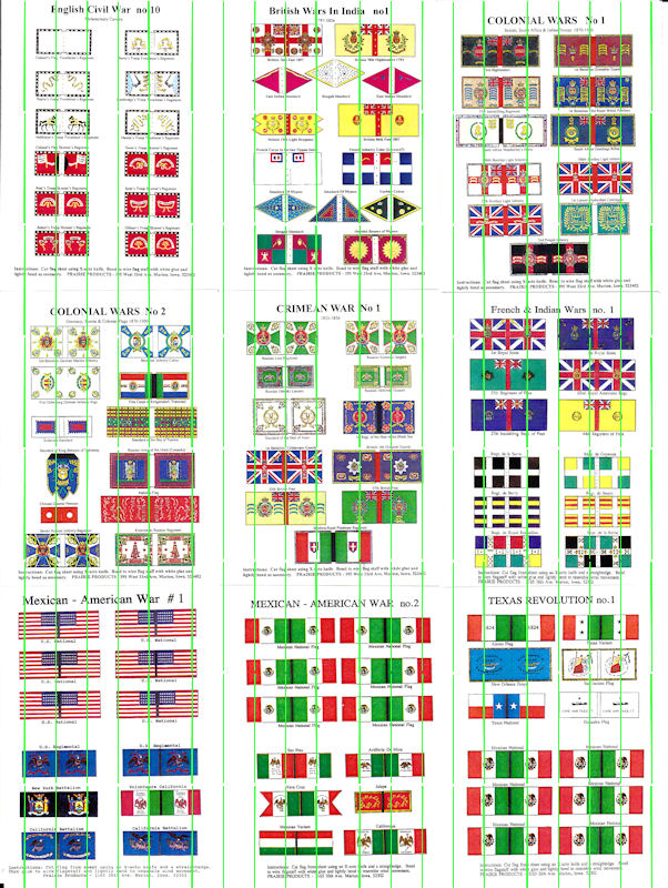 Flags: ECW (ECWF10); British Wars in India (BWIF1); Colonial Wars (COLF1 & 2); Crimean War (CRWF1); SYW (SYWF1); Mexican-American War (MEXF1 & 2); Texas Revolution (TEXF1)